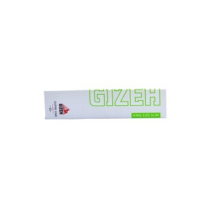 Бумага сигаретная Gizeh Super Fine для самокруток очень тонкая,  почти прозрачная,  с водяными знаками и натуральной клейкой лентой из сока акации.  Медленное горение,  самозатухающая.  Упаковка на магнитной защёлке препятствует самопроизвольному открытию. В пачке 33 бумажки